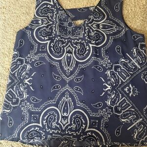 W5 Navy and White Paisley Tank Top